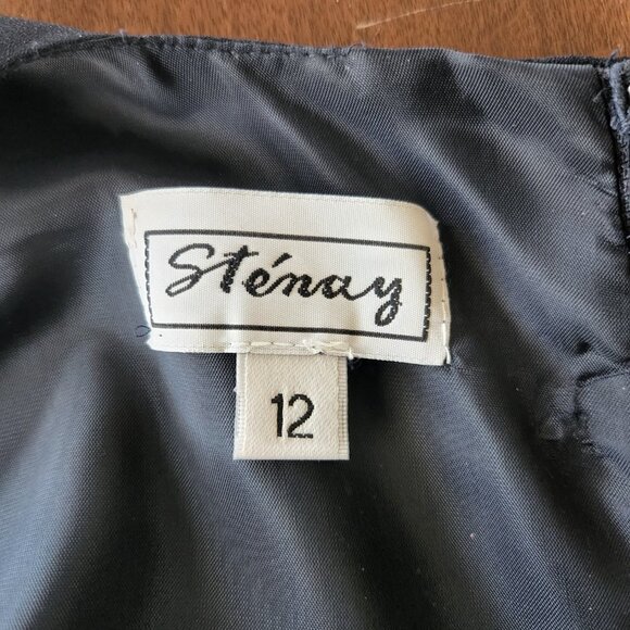 Stenay Vintage Navy Blue Evening Dress with Beaded, Shear Jacket Sz 12 - Picture 12 of 13